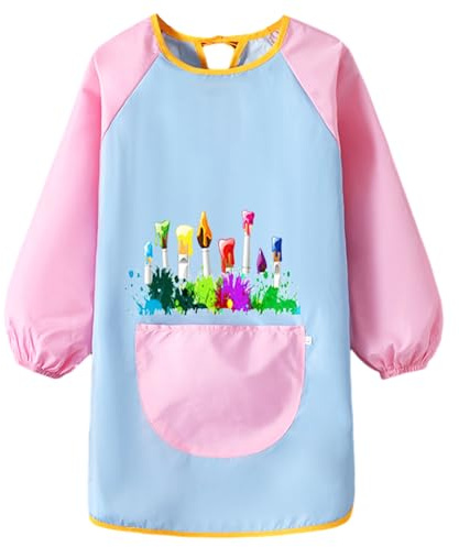 MEMOFYND Tablier de peinture 1 pièce, tablier de peinture, chemisier imperméable, chemisier de peinture à manches longues, chemisier de peinture, tablier de peinture pour enfants