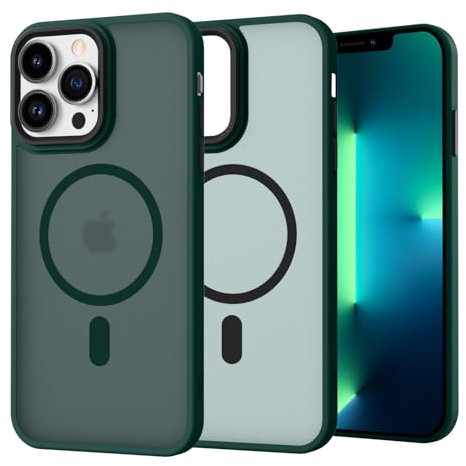 SupVict iPhone 11 Pro Max Case Magnetic, Slim Fit Matte Green Silicone Case with Wireless Charging & MagSafe Compatibility