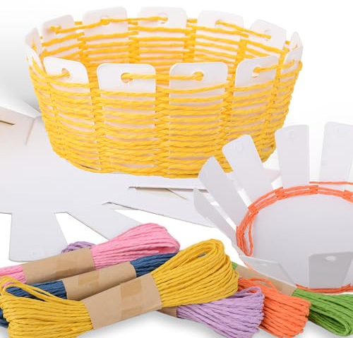 GEBETTER 4pz Cesto Pasqua Fai da Te, Cestini Pasquali Cesto Intreccio per Uova di Pasqua, Decorazione Addobbi Tavolo Pasqua Regalo