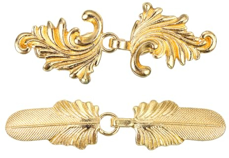 QUARKZMAN 2 Stück Vintage Pullover Clips Cape Umhang Verschluss Retro Cardigan Clips Schal Kragen Verschluss Kleid Hemd Brosche Clip für Frauen, Gold