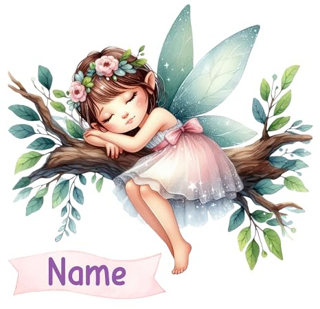 GRAZDesign Süßes Wandtattoo Fee mit Name personalisiert Kinderzimmer Mädchen, Feen Welt Wandaufkleber - 52x50cm