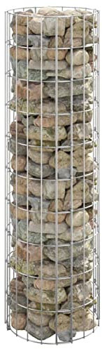 Rantry Casa Poteau Gabion Circulaire en Acier Galvanisé Ø30x100 cm, Gabions Métalliques pour Pierres, Gabions de Jardin, Gabion Jardinière Maison Meubles