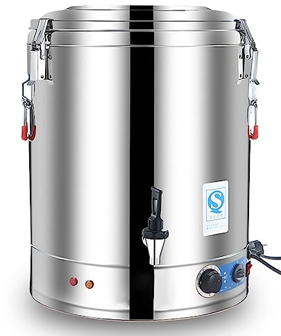 Stainless Steel Commercial Large Capacity Catering Urn, 30L/40L/50L/60L Hot Water Boiler Dispenser with Temperature Control - Ideal for Cafe, Office, Home