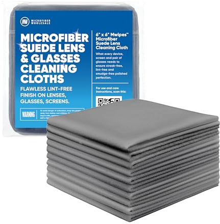 Premium Lens Glasses Cleaning Cloth by Microfiber Wholesale | Gray | 6”x6” | 10pk | Soft Microfiber Suede | Travel Size Reusable | No Lint Scratch-Free Durable | Lenses Glasses Phones