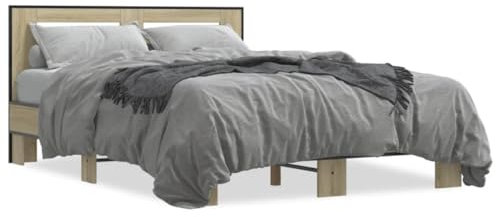 ShGaxin Bettgestell Sonoma-Eiche 120x200 cm Holzwerkstoff und Metall, Bett, Jugendbett, Schlafzimmer Bett, Bed Frame - 3280108