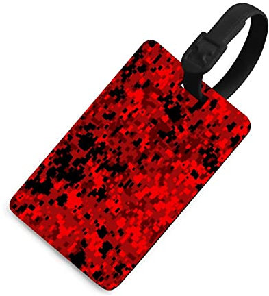 Lustiger Gepäckanhänger mit digitalem Camouflage-Druck in Rot mit Namensschild und Visitenkartenhalter für Reisetaschen