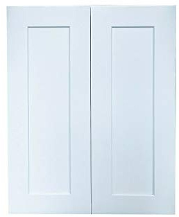 White 30 inch Bathroom Vanity Shaker Traditional Cabinet Double Door Base Kitchen Wall Birch Solid Wood Hardwood Plywood 30 Wide x 30 High x 12 Deep of Set