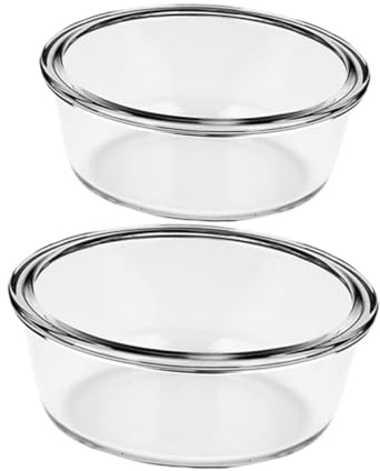 Alipis Lot De 2 Bols En Verre Résistants à La Chaleur 650ml Et 1000ml, Plats De Cuisson Épaissis Antiadhésifs, Adaptés à La Friteuse à Air Four, Vaisselle Multifonction Pour Maison Et Pâtisserie