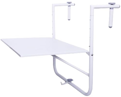 DKPLOE Balkonhängetisch klappbar Balkontisch zum Einhängen Balkon klapptisch zum einhängen Hängetisch Geeignet für Terrassen und Balkone(Weiß)