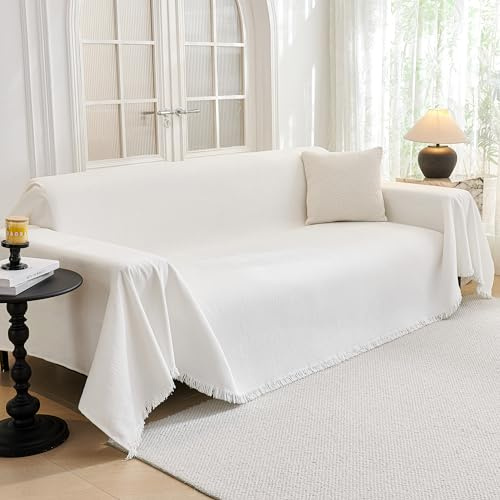 MYSKY HOME Kratzschutz für Sofa, Weiß Sofabezug 2/3/4 Sitzer 230x300cm