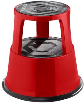 eurokraft | pro | Rollhocker aus stabilem Stahlblech | Höhe belastet 420 mm | DREI Gleitrollen | rot