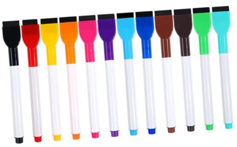 ROMISBABA 12stücke Wiederverwendbare Whiteboard Marker Kreative Abwischbare Stifte Für Schule Und Büro Farbenfrohe Tinte Erasable Marker Mit Pinselspitze Zum Zeichnen Und Schreiben