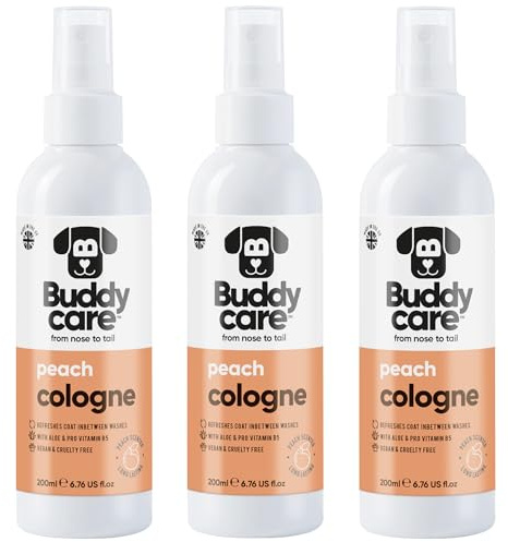 Buddycare Hundköln - persika - 200 ml x 3 - fruktig och intensiv doft - fräschar upp mellan tvättarna