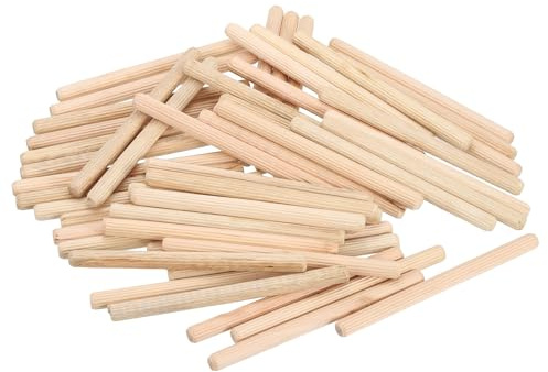 sourcing map 50 Stück 5/16 Zoll x 11,4 cm Holzdübelstifte, Holzdübel, Stangen, Möbel, Holzbearbeitung, gerillter Stift, Holzdübel geriffelt für Handwerk, DIY-Projekte