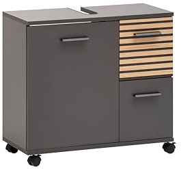 Schildmeyer Waschbeckenunterschrank Katta 158578, anthrazit/Akustikpaneel Optik, 65 x 32 x 60 cm