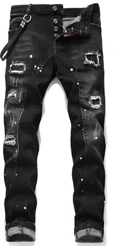 Kdtoll Vaqueros Hombre Slim Fit Rasgados - Pantalones Vaqueros Elásticos de Estilo Streetwear Y2K, Moda Casual para Todas Las Ocasiones