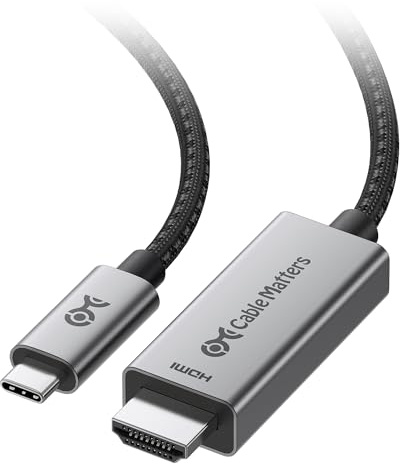 Cable Matters Câble USB C HDMI 2.1 unidirectionnel 48Gbps 8K - 3 m, prend en charge 4K@240Hz/8K@60Hz & HDR, câble Thunderbolt 4 vers HDMI 2.1, compatible avec les ordinateurs portables Thunderbolt 7