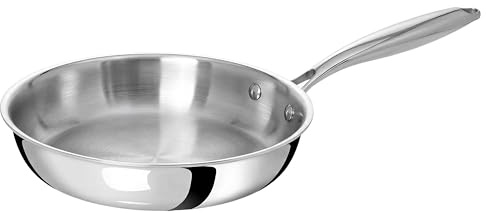 TeCuisine - Poêle Inox 18/10 Triply – 24 cm – Sans – Revêtement – Sans PFAS, PFOA, PTFE – Compatible Tous Feux Dont Induction – Manche Riveté Froid – Cuisson Saine et Durable