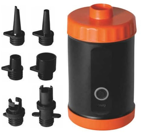 TFixol Pompa elettrica portatile ad alta pressione per tende gonfiabili 2000mAh con 5 ugelli per SUP divano letto gonfiabile piscina kayak arancione