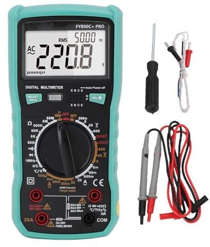Digitalmultimeter 6000 Zählungen Auto Elektrik Spannung Strom Widerstand Kontinuität Temperatur Messgerät