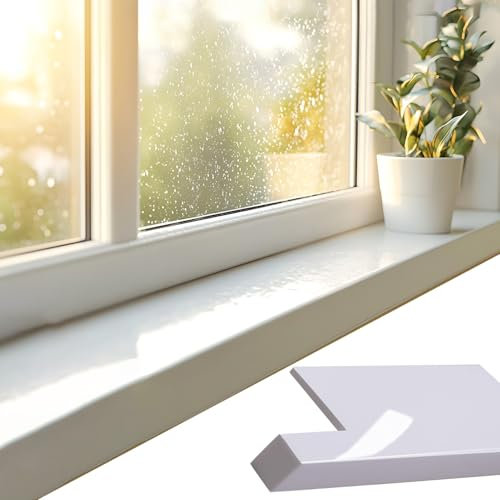 Window Sill Cover Balcony Windowsill Ledge Board Composite Panel, Pure White Window Cover Protector For Old Window Countertop, Tile Style Sill Replacement Nose(180×12Cm (70 7/8×4 3/4))