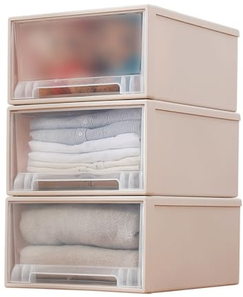 GAOXIAO Cassettiera Cassetto di Stoccaggio, Cassetti Plastica Scatola Organizzatori per Abiti, Torre Impilabile per Soggiorno Camera da Letto Studio Ufficio Dormitorio, PP B 25L42 x 32.5 x 18cm
