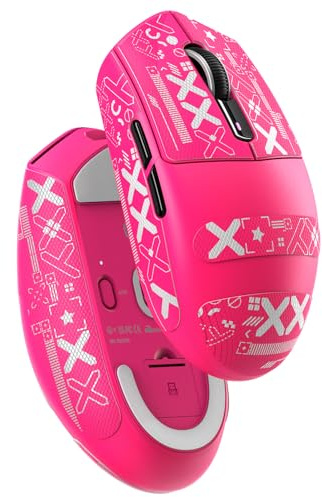MAMBASNAKE x ATTACK SHARK G3 Souris Gamer Sans Fil, Ultra-Légère 59g, Capteur Optique PAW3311, 25 000 DPI, Bluetooth/2.4G/USB-C, 5 Boutons Programmables, Grip Antidérapant, 500mAh pour PC – Rouge Baie