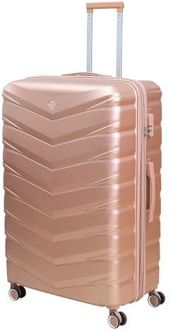 UNIQUE HOME LIVING 28 Large Suitcase, Expandable Travel Suitcase with 4 Dual Spinner Wheels, Hard Shell ABS Hand Luggage Travel Trolley Case with Lock, Lightweight, Durable, Rose Gold, 109L