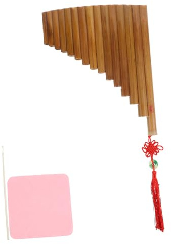 Supvox Traditionelle Bambus Panflöte mit 15 Löchern Leicht zu Spielen Feine Verarbeitung Braunes Holzblasinstrument für Schulmusik und Anfänger Zufällige Farbe Zufälliger Stil