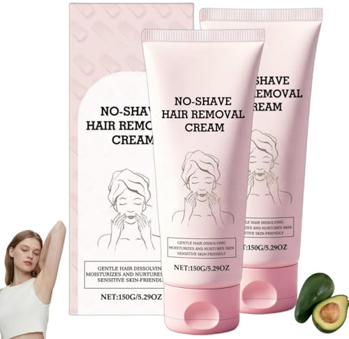 No Shave Hair Removal Cream, 2025 New Hair Removal Cream, Enthaarungscreme für Körper und Beine, Haarentfernungscreme für Intimbereich, Bikinizone und Achseln, Sanfte Pflegecreme (2PCS)