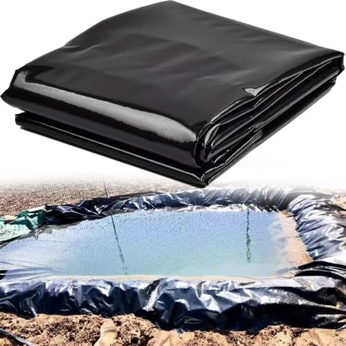 Revêtement de bassin noir préformé en polyéthylène haute densité pour fontaines extérieures, ruisseaux et piscines aménagement paysager, sous-couche de 0,1 mm d'épaisseur (3 x 7 m) Solution résistante