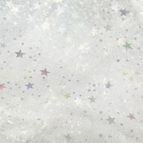 Breit Glänzender Tüll 160 x 100cm Tüllstoff Glitzer Pailletten Stoffe Tüll | 160 x 100cm, mit Sternenmuster Transparente, handgemachte Kleidung, Hochzeit Kleid Home, Decor, x 100cm, Stoff