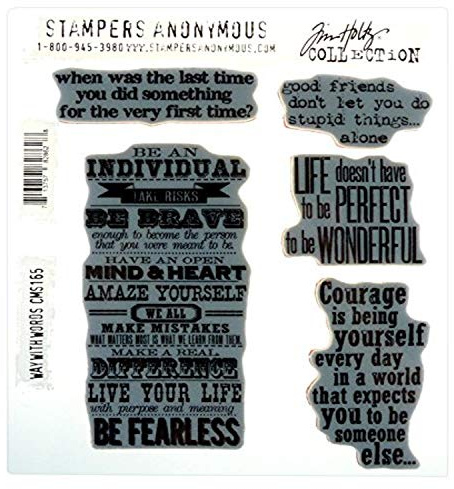 Stampers Anonymous Tim Holtz Cling Rubber Stamp Set, 7 by 8.5-Inch, Way with Words
