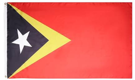 AZ FLAG - Bandera Timor Oriental - 90x60 cm - Bandera Timorense 100% Poliéster Con Ojales de Metal integrados - 50g - Colores Vivos Y Resistente A La Decoloración | Uso interior y exterior Enseña costuras dobles y bordes reforzados con ojales metálicos