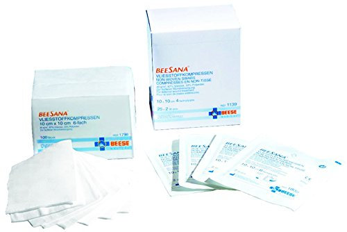 100 compresse in tessuto non tessuto, 4 compresse, 40 g/m², Beese Medical (7,5 x 7,5 cm)