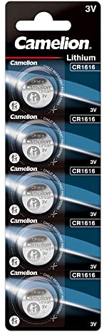Camelion 13005161 - Lithium Knopfzellen-Batterie CR1616 mit 3 Volt, 5er Set, Kapazität 50 mAh, für verschiedenste Geräte- und Verbraucheranforderungen
