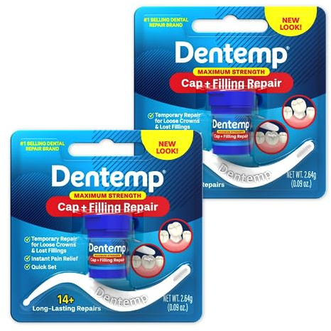 Dentemp Maximum Strength Loose Cap and Lost Filling Repair - Dental Repair Kit for Instant Pain Relief (Pack of 2)
