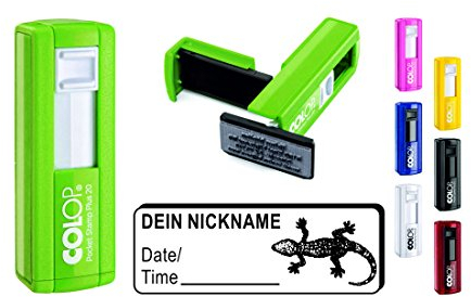 Geocachingstempel Pocketstempel « GECKO » Abdruckgröße ca. 37 x 14 mm - mit persönlichem Cachernamen/Nicknamen Stempel Geocaching