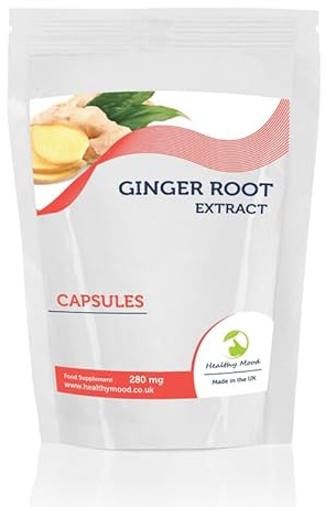 Ground Ginger Root 280mg Zingiber officinale x 60 Capsules in Resealable Packet Bags Health Food Supplements Nutrients HEALTHY MOOD UK Quality Nutrients