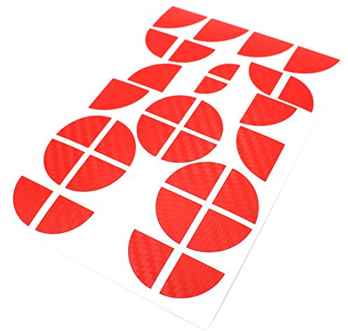 4D Carbonfolie Emblem Ecken Aufkleber von Finest-Folia (K004 Rot)