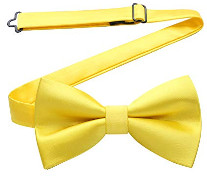 HISDERN Papillon Uomo Giallo da Matrimonio già Annodato e Regolabile Eleganti Cravatta a Farfalla in Tinta Unita Farfallino da Smoking