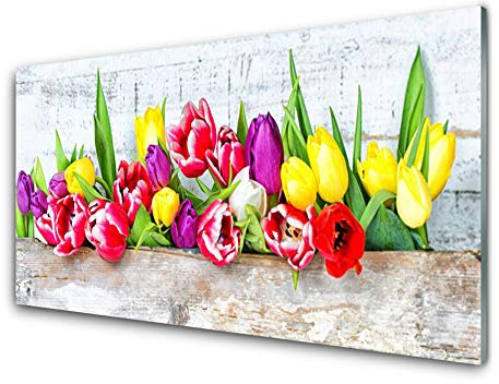 Tulup Acrylic Print 100x50cm Wall Art - Wall Picture on Plastic Acryl Glass - Tulips Floral