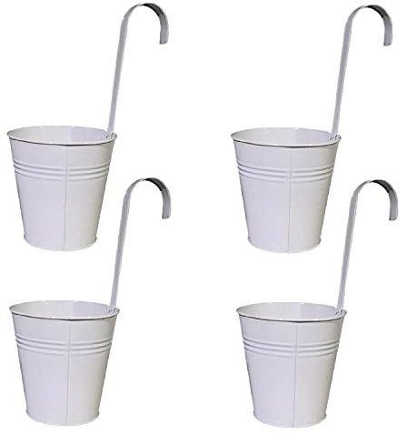 Geschenkestadl Hängetöpfe Ø 16 cm Übertopf Blumentopf 4 Stück (Weiss)