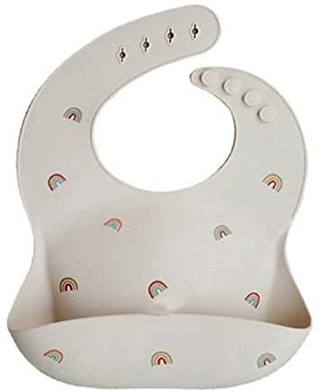 Ruspela Lot de bavoirs en silicone avec pochette attrape-nourriture pour bébés de 6 mois à 3 ans, Arc-en-ciel, Medium