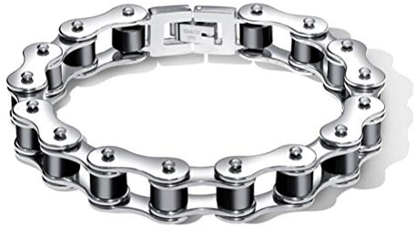 LAFATINA Mens Heavy Motorcycle Bicycle Link Chain Bracelet for Fathers Day Stainless Steel Masculine Bike Chain Bracelet Wristband, 8 inches