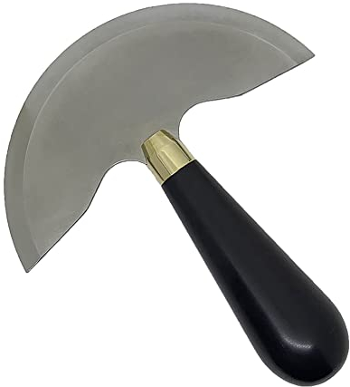 Toplionace Tragbare Halbrunde Klinge, DIY Lederhandwerk Messer Holzgriff Schneiden Skiving Cutter Tool (Ebenholz)