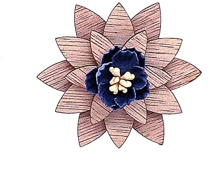 GIVBRO Broche en bois en forme de fleur pour homme - Boutonnière pour mariage, costume, smoking