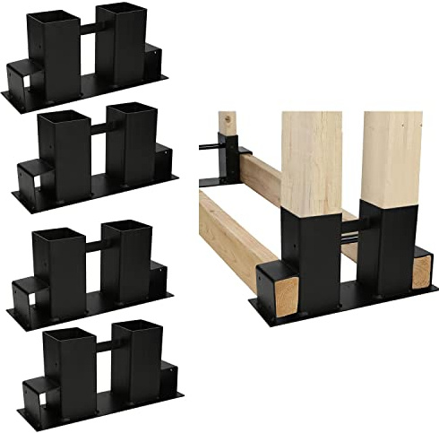 Randaco 4 Stück Holzstapelhilfe, Stabile Brennholz Holzstapelhalter für Kaminholz Brennholz Stapelhilfe Feuerholz Gestell Holz Für Innen- und Außenbereich, Schwarz