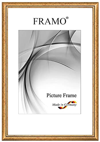 FRAMO Barock Bilderrahmen 18 x 23 cm aus Massivholz | Bordeaux Rot Gold | Farbe/Größe wählbar | Retro Vintage Antik Rahmen N°069