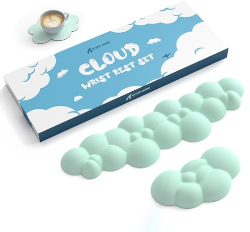 ATTACK SHARK Cloud Repose Poignet Tapis Souris Ergonomique Bureau Gaming | Base Antidérapante avec Dessous de Verre, Support Confortable pour Frappe Jeu et Accessoires Bureau Mignons, Vert Clair